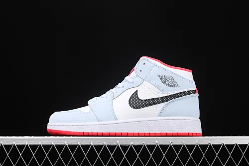 All categories Air Jordan Jordan series basketball shoes Air Jordan 1 Mid Air Jordan 1 Mid AJ1 Joe 1 snowflake ice blue color mid-top basketball shoes 555112-400